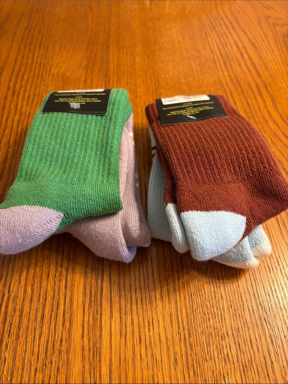 art class 4 Pairs Crew Socks Light Blue, Lavender, Brown & Green Accents NWT